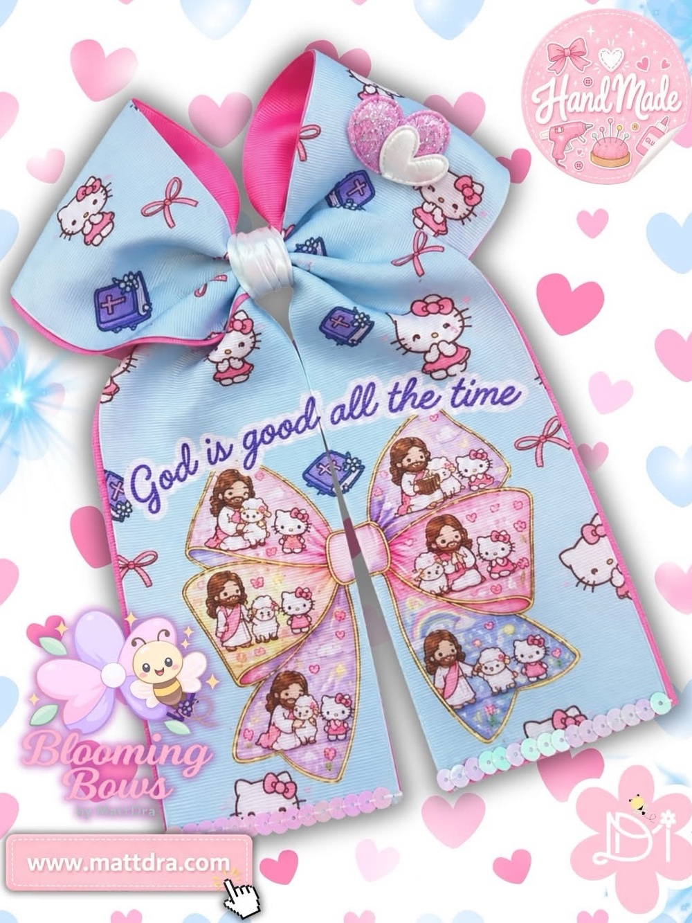 Handmade Christian Hello Kitty Boutique Hair Bow God Is Good Hair Bow